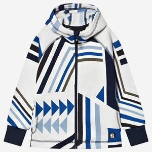 Reima Fleece Northern Hoodie Marine Size 12 Youth‎ Geometric Zip Up Jacket Kids